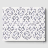 Classic Wedding Elegant Damask Pattern Blue Gastenboek (Achterkant)