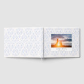 Classic Wedding Elegant Damask Pattern Light Blue Gastenboek (Volledig)
