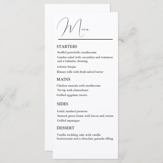 Classic Wedding Menu (Voorkant / Achterkant)