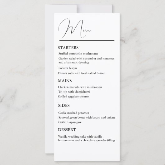 Classic Wedding Menu (Voorkant)