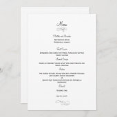 Classic Wedding Menu Kaart - Zwart (Voorkant / Achterkant)