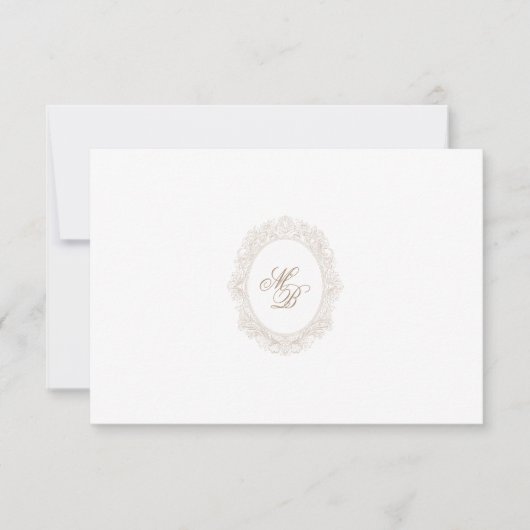 Classic Wedding Monogram Crest QR code RSVP Card (Devant)