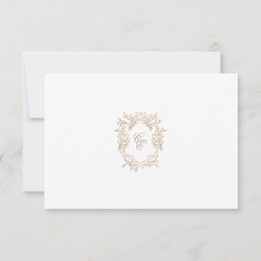 Classic Wedding Monogram Crest QR code RSVP Card (Dos)