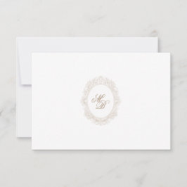 Classic Wedding Monogram Crest QR code RSVP Card Kaartje