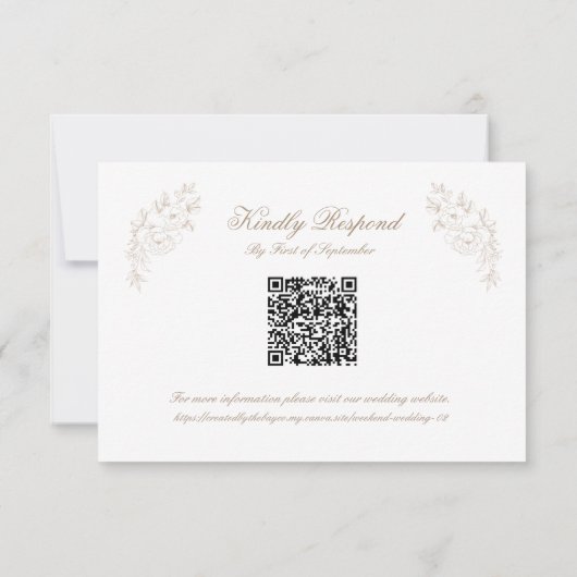 Classic Wedding Monogram Crest QR code RSVP Card Kaartje (Achterkant)