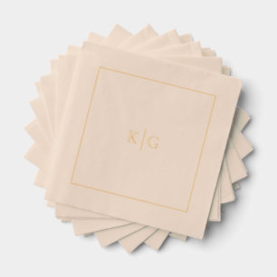 Classic Wedding Monogram Gepersonaliseerd Goud Lij Folie Servetten