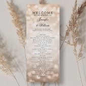 Classic Wedding Program Roos Gold Bokeh Lights Kaart
