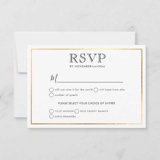 Classic Wedding RSVP Stijlvol|Goud Lijst Aankondiging (Voorkant)