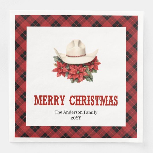 Classic Western Red Black Christmas Napkins Servet (Voorkant)