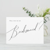 Classic Whimsical Script Bridesmaid Proposal Kaart (Staand voorkant)