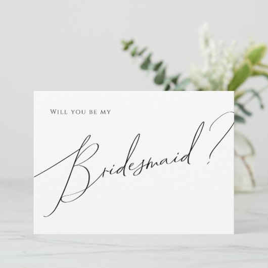 Classic Whimsical Script Bridesmaid Proposal Kaart (Staand voorkant)