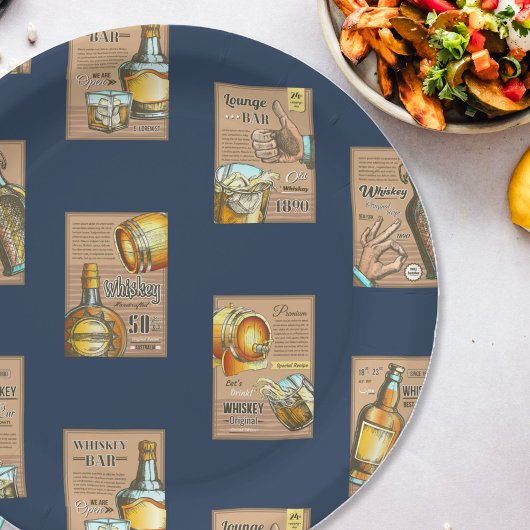 Classic Whiskey Bar Poster Pattern Papieren Bordje