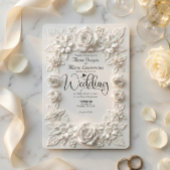 Classic White Bas Relief Faux Embossed Floral  Kaart