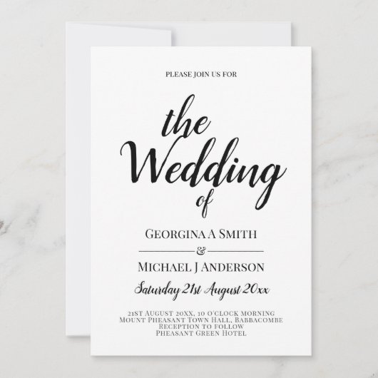 Classic White Black Typography Weddenschap Kaart (Voorkant)