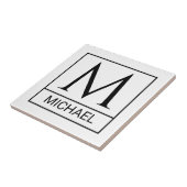 Classic White Ceramic Tile with Initial & Name Tegeltje (Zijkant)