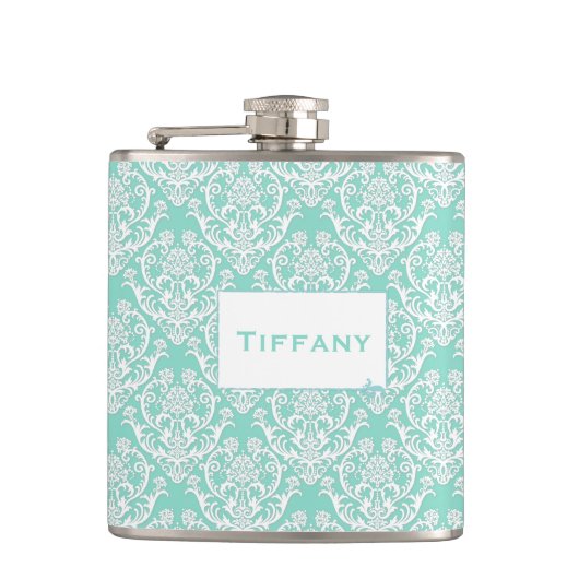 Classic White Damask Patroon Heupfles (Voorkant)