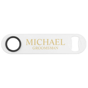 Classic White en Gold Personalized Groomsman Speed Flessenopener