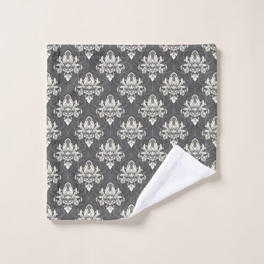 classic white floral damask pattern (Gant de toilette)