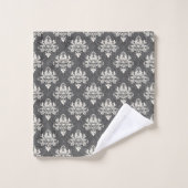 classic white floral damask pattern bad handdoek (Wasdoekje)
