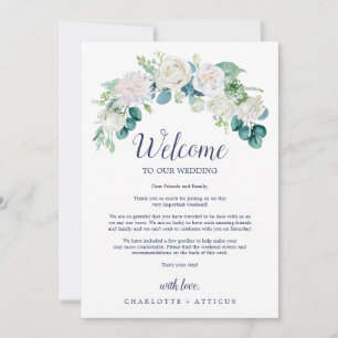 Classic White Flowers Welcome Letter & Itinerary