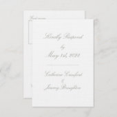 Classic White Linen Wedding Script Mail in RSVP (Voorkant / Achterkant)