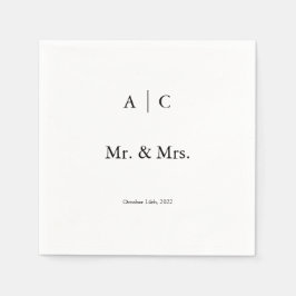 Classic White Personalized Wedding Cocktail Napkin Servet