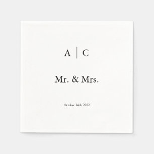 Classic White Personalized Wedding Cocktail Napkin Servet