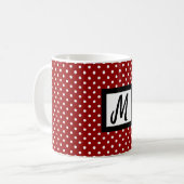 Classic White & Red Polka Dot Name Initiaal Tea en Koffiemok (Voorkant links)