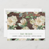 Classic White Rose Hydrangea Waterverf hout RSVP Aankondigingskaart (Voorkant / Achterkant)