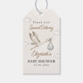 Classic White Stork Baby Shower Neutral Cadeaulabel (Voorkant)
