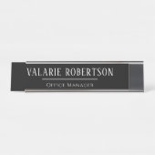Classic White Text Black Background Office Bureau Naambordje (Voorkant)