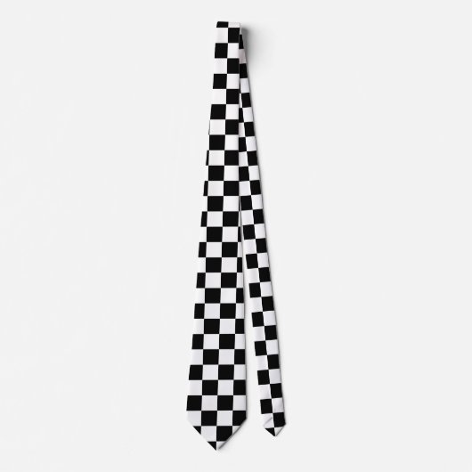 Classic White with Black Square Pattern Neck Tie Stropdas (Voorkant)