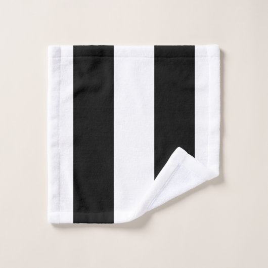 Classic Wide Stripes, noir et blanc (Gant de toilette)