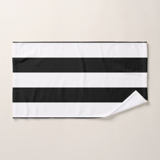 Classic Wide Stripes, noir et blanc (Serviette à main)