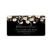 Classic Wildflower Black Wedding RSVP-adres Etiket (Voorkant)
