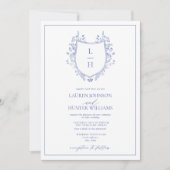 Classic Wildflower Monogram Crest Wedding Kaart (Voorkant)