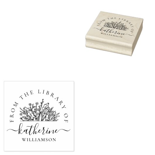 Classic Wildflowers Naam Script Custom Library Rubberstempel (Gestempeld)