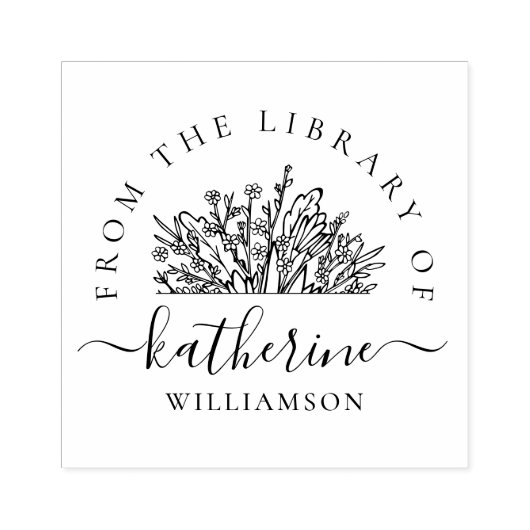Classic Wildflowers Naam Script Custom Library Rubberstempel (Afrduk)
