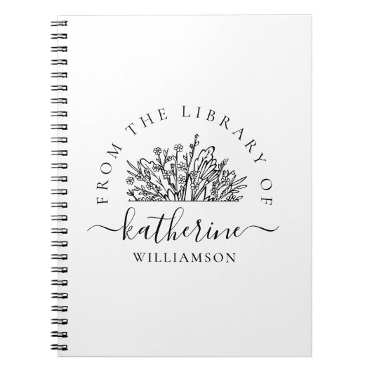 Classic Wildflowers Name Script Custom Name & Text Notitieboek (Voorkant)