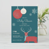 Classic Winter Deer baby shower Kaart (Staand voorkant)