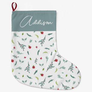 Classic Winter Holiday Monogram Kerstmis Grote Kerstsok