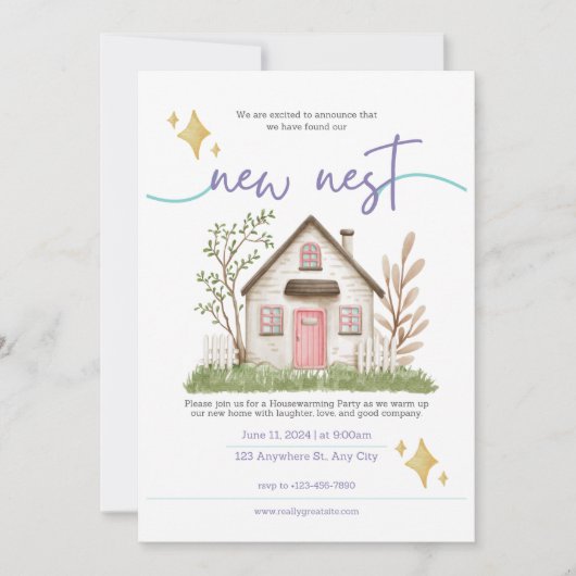 Classic Witte Huis Warming Nodig Kaart uit (Voorkant)