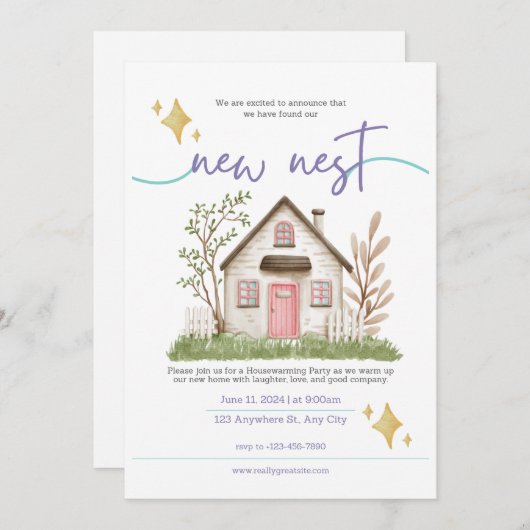 Classic Witte Huis Warming Nodig Kaart uit (Voorkant / Achterkant)