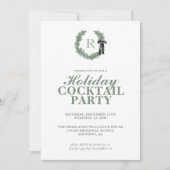 Classic Wreath Monogramme Fête Invitation (Devant)