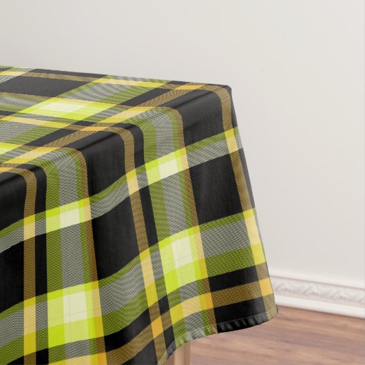 Classic Yellow Black Plaid Pattern Retro Tartan  Tafelkleed (Voorbeeld)