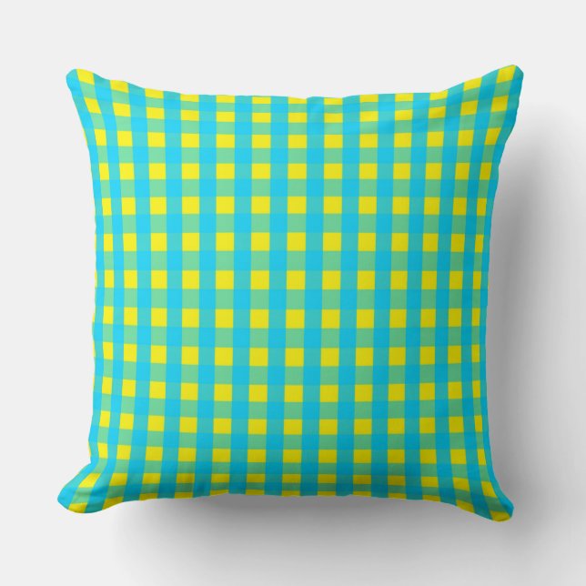 Classic Yellow Blue Gingham Pattern Sierkussen (Voorkant)