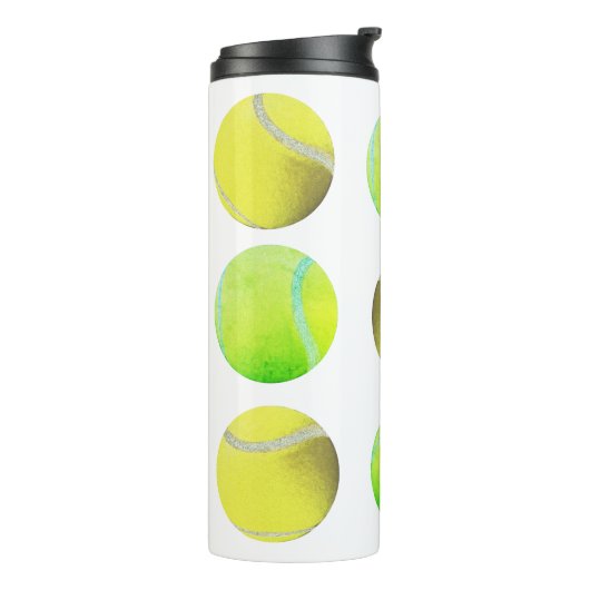 Classic Yellow Tennis Ball Pattern Player White Thermosbeker (Gedraaid links)