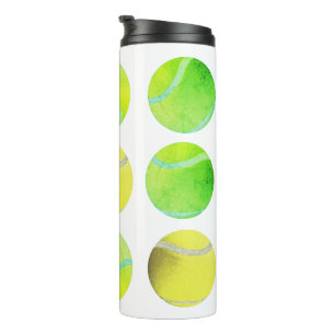 Classic Yellow Tennis Ball Pattern Player White Thermosbeker