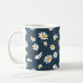 Classic Yellow White Daisy Flowers Navy Koffiemok (Links)