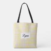 Classic Yellow & White Gingham | Personalized Name Draagtas (Achterkant)